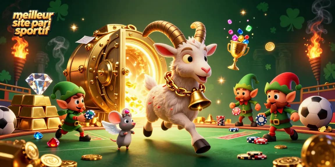 Le meilleur site de pari sportif dans un casino festif avec Krampus, souris ange, et gremlins.