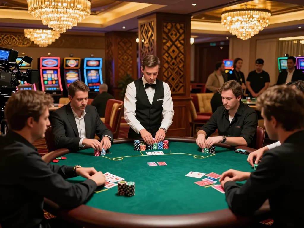 ATQ showcases a high-stakes poker game with players concentrating on their cards and strategies