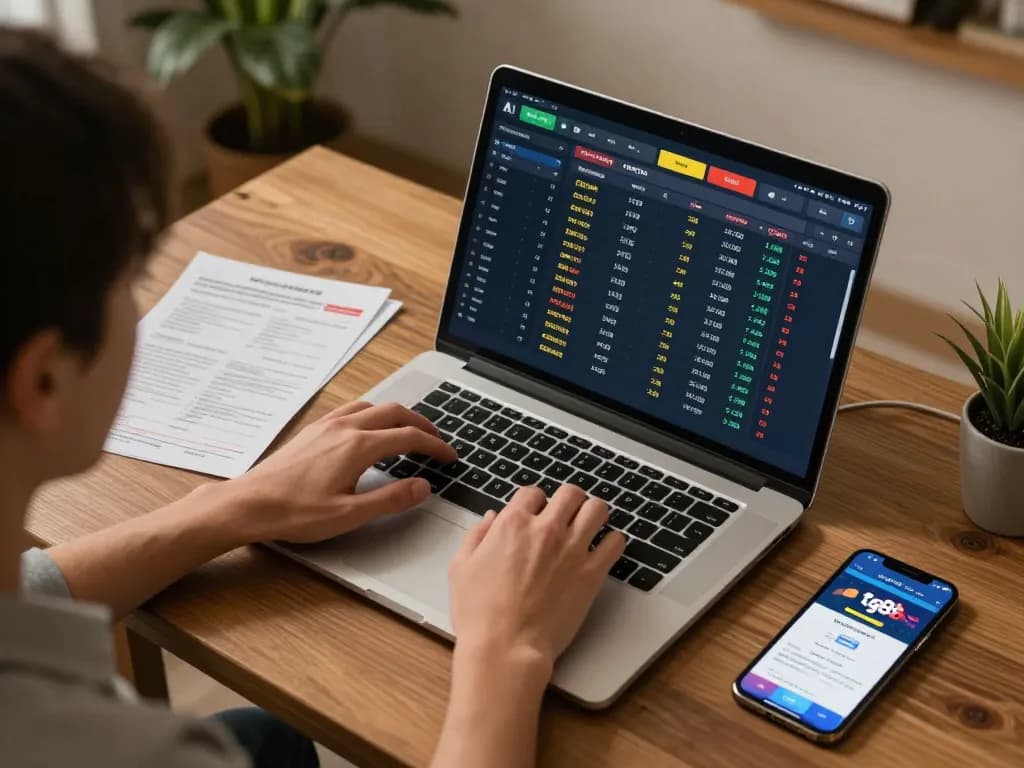 Engaging player analyzing live sports odds on tg88 betting app at home.