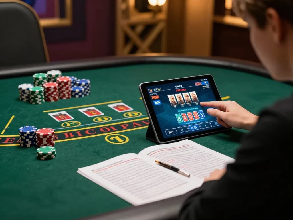 xx88 player engaging in online Baccarat game with strategic notes and chips