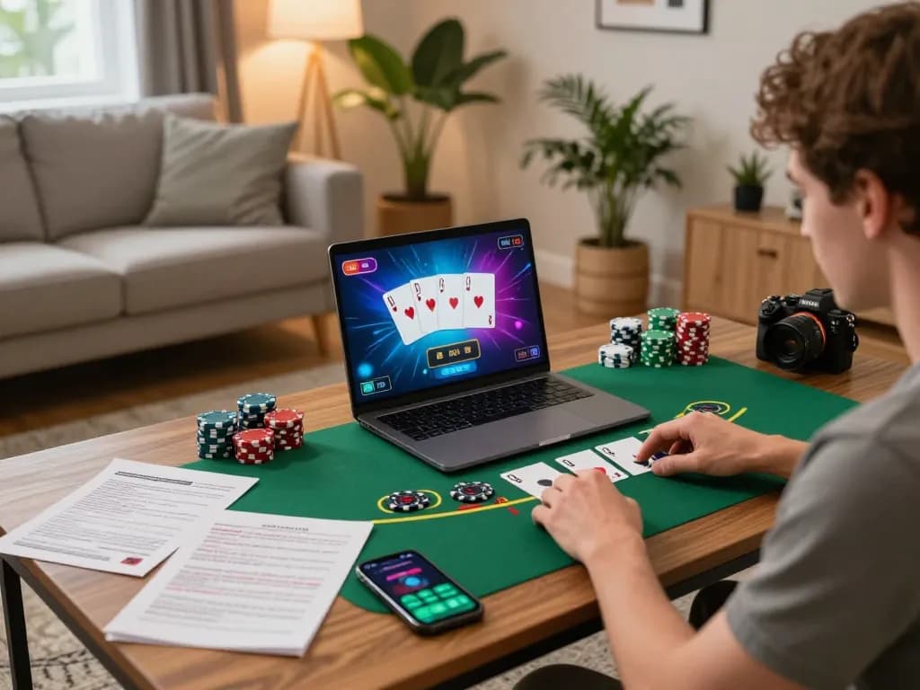 g28 player engaging in live dealer blackjack online from a cozy home setup