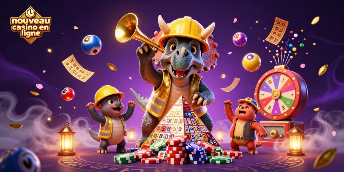 Explorez le nouveau casino en ligne avec des personnages colorés et des éléments de jeu captivants.