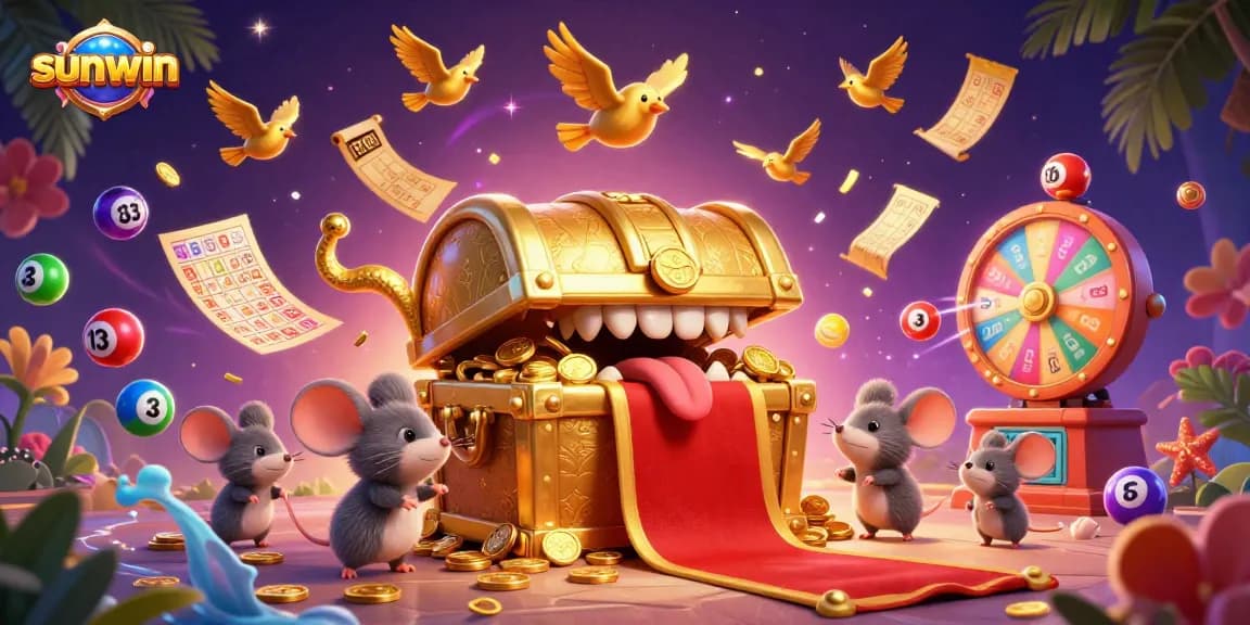 Experience thrilling rewards with sunwin's unique 3D treasure chest and vibrant game elements.