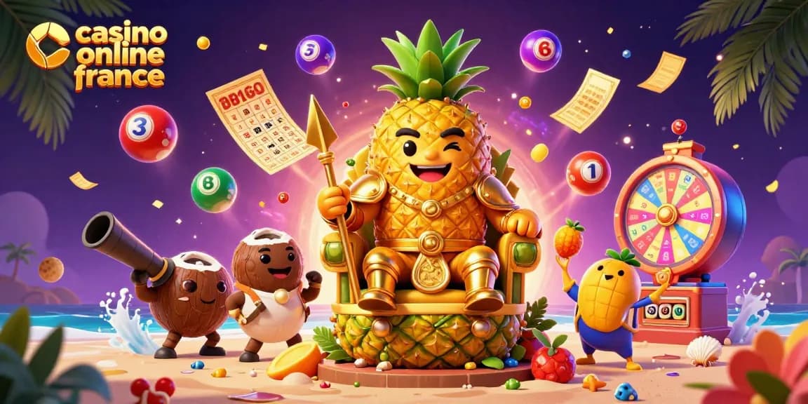 Jouez au casino en ligne France avec le roi ananas et ses gardes dans un monde dynamique de jeu.