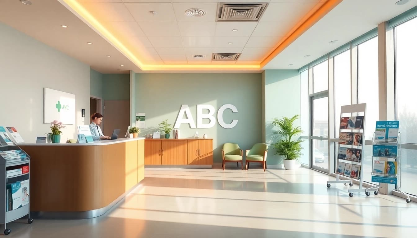 ABCクリニック 口コミ・評判の、親しみやすいスタッフがいる医療機関の受付エリア。