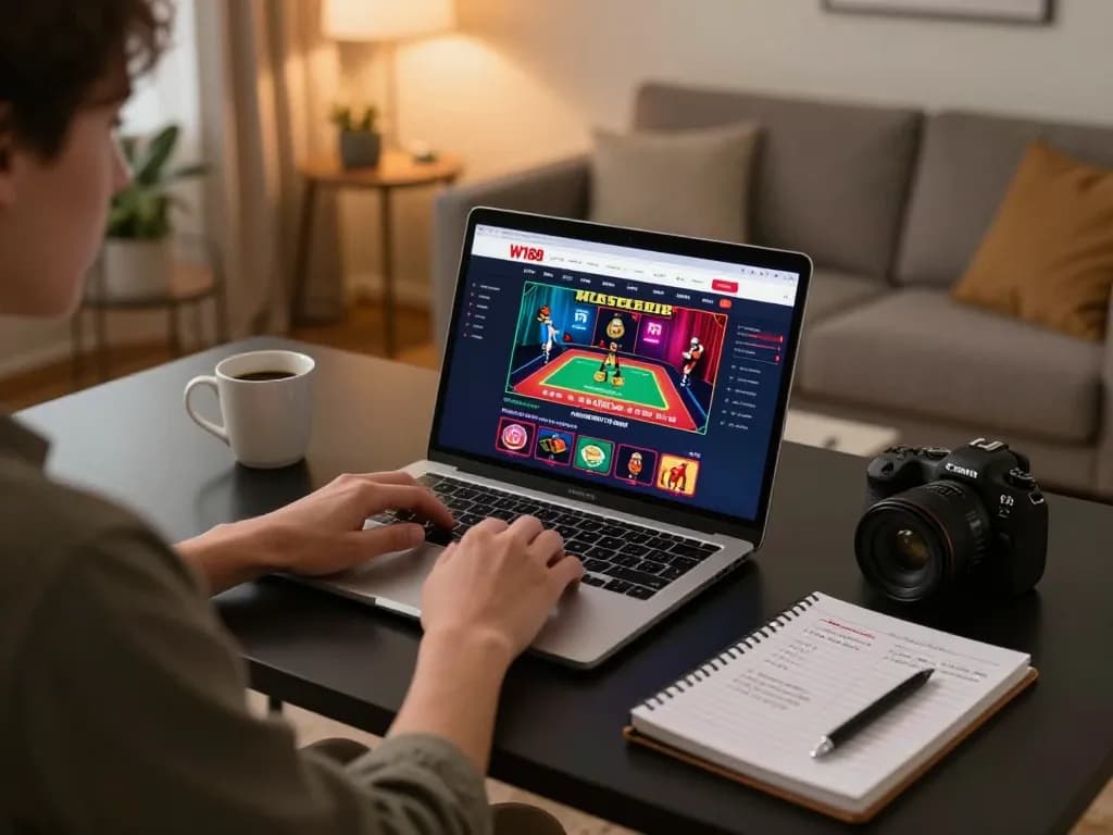 Engaging in online casino gameplay at W188, showcasing a player immersed in strategic betting.