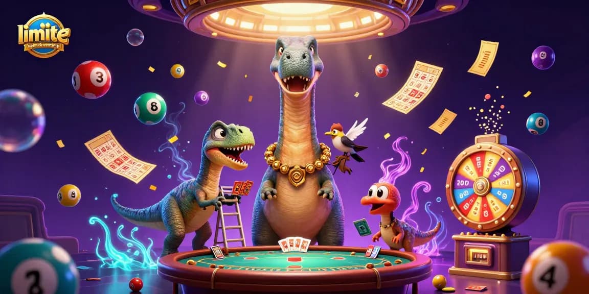 Visitez limite légale de montant pour placer vos paris, illustrations de brontosaurus et raptor en 3D dans un casino vibrant.