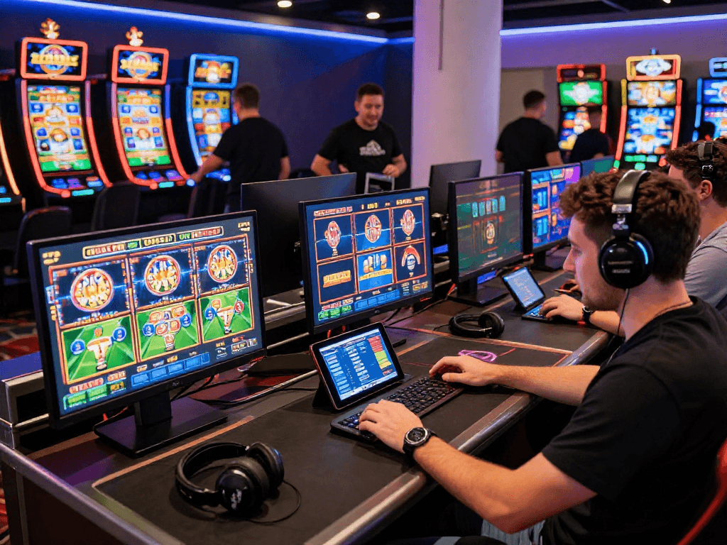 Discover gaming excitement at the best euro online casinos with players immersed in vibrant action.