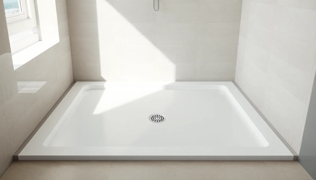 Install a stylish shower base with sleek design and efficient drainage features.