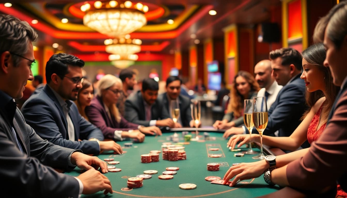 Aktifitas permainan poker di kasino bbni4d dengan pemain terlibat dan suasana kompetitif.