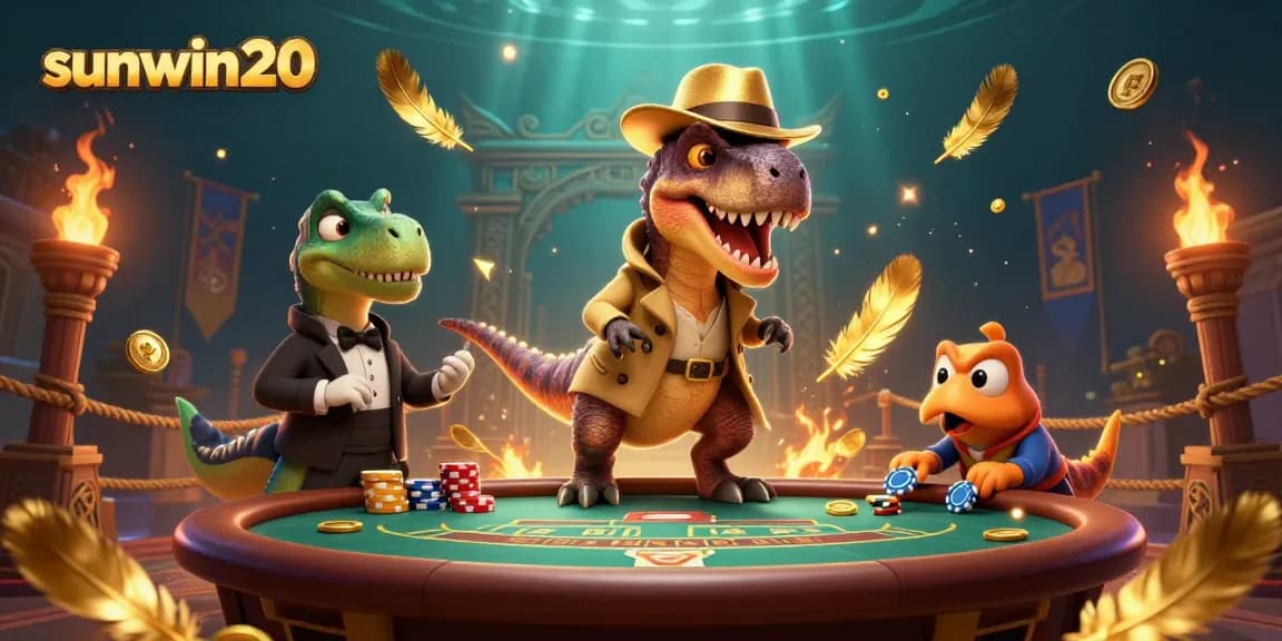 Experience the thrill at sunwin20 with a velociraptor counter and unique casino characters.