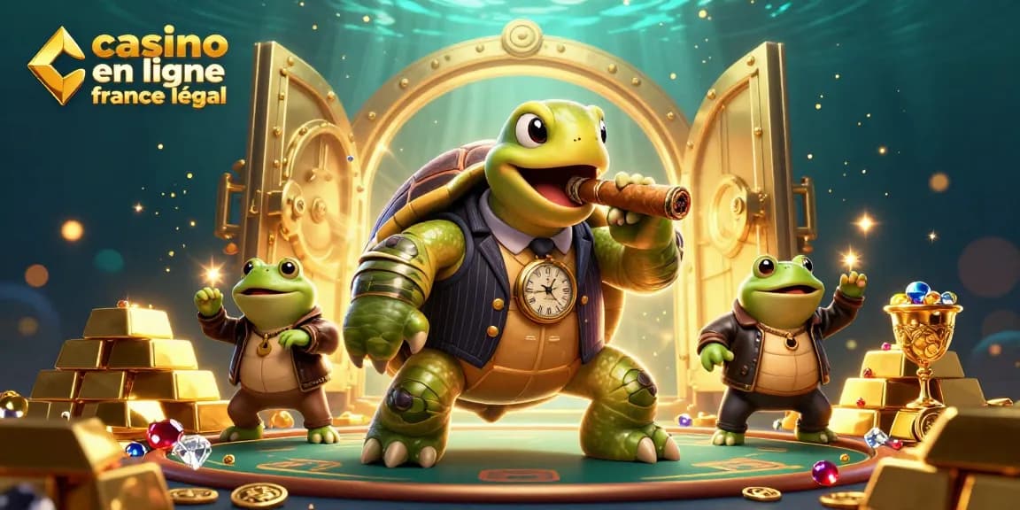 Jouer dans un casino en ligne légal en France avec une scène animée de personnages captivants et des éléments de jeu colorés.