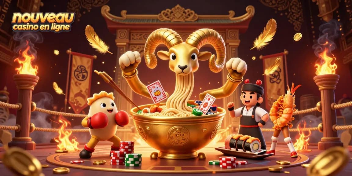 Explorez le nouveau casino en ligne avec une illustration animée dynamique mettant en avant des jeux et des personnages captivants.