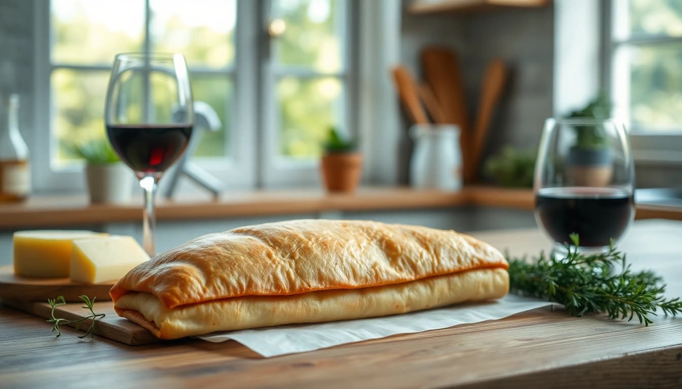 Kaasdoek zorgvuldig gevouwen op een houten aanrecht, omringd door ambachtelijke kaas en verse kruiden.