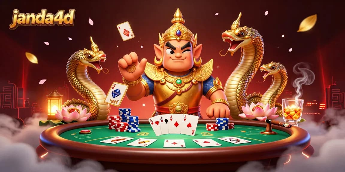 Menzankan pengalaman bermain di janda4d dengan ilustrasi kasino yang penuh warna dan detail.