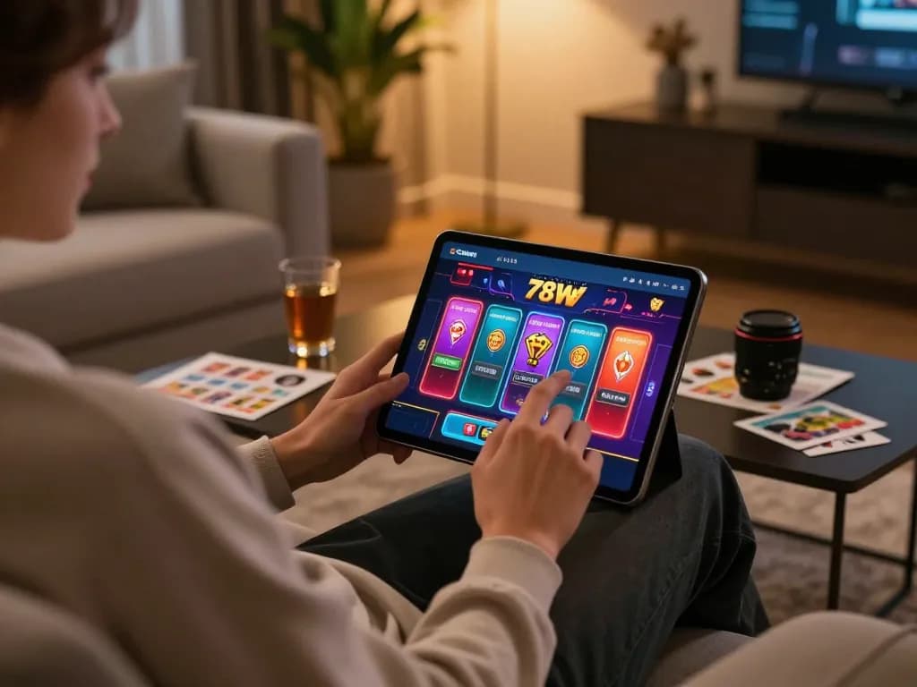 Engaging in online casino gameplay on 789win com while relaxing at home.
