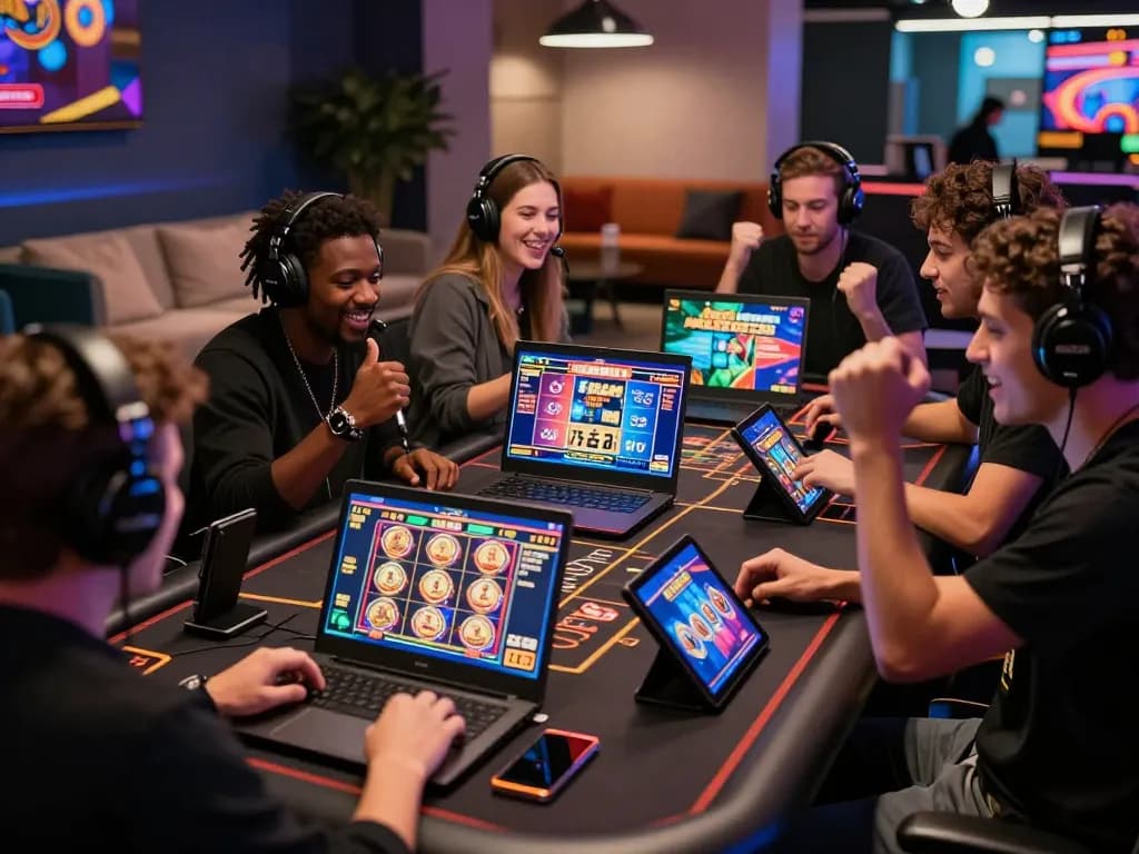 Exciting group gaming experience showcasing link chính thức SC88 in a vibrant online casino environment.