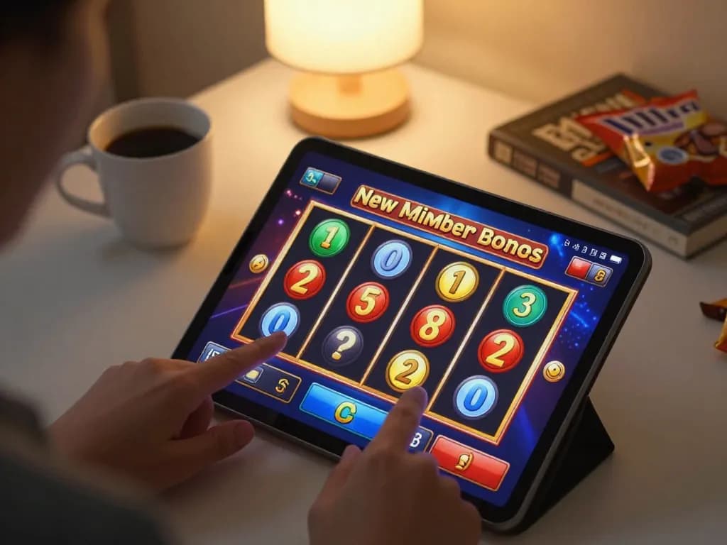 Engaging gameplay with slot bonus new member 100 on tablet screen, showing vibrant reels in action.