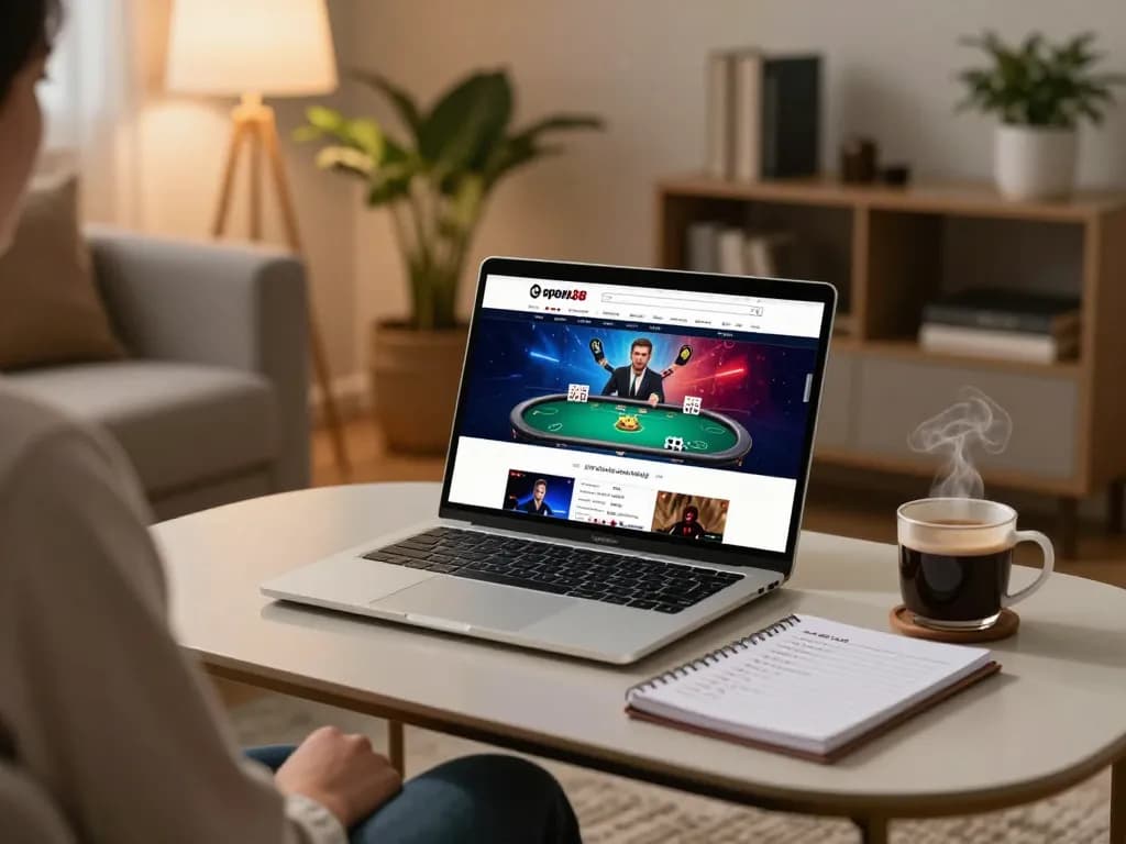 Engaging poker gameplay on open88 nhà cái with a cozy home gaming setup, highlighting strategic environment.