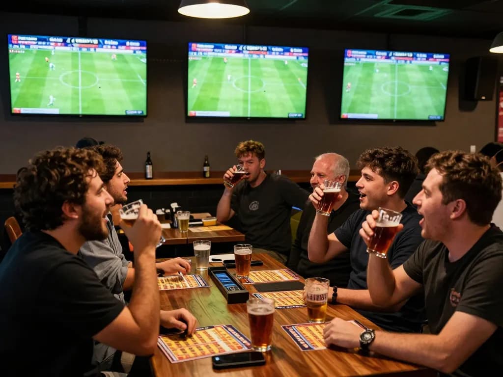 Cakhiatv viewers enjoying live sports betting in an energetic sports bar, cheering for their favorite teams.