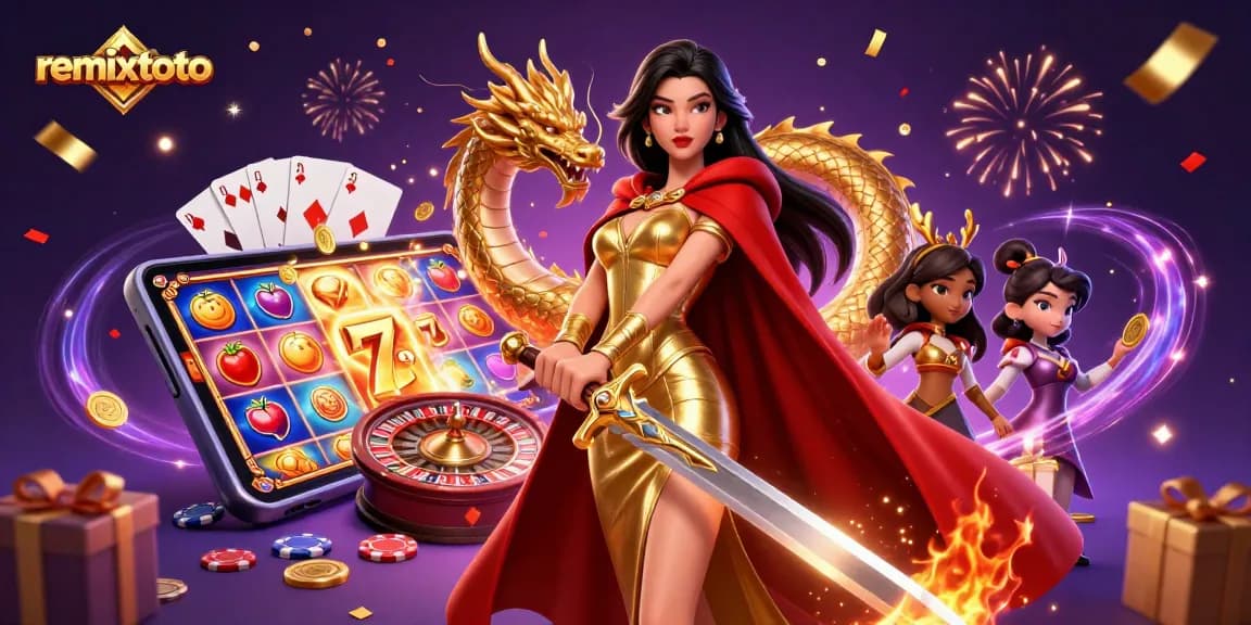 Experience thrilling wins with remixtoto in an engaging 3D casino scene filled with vibrant game elements.