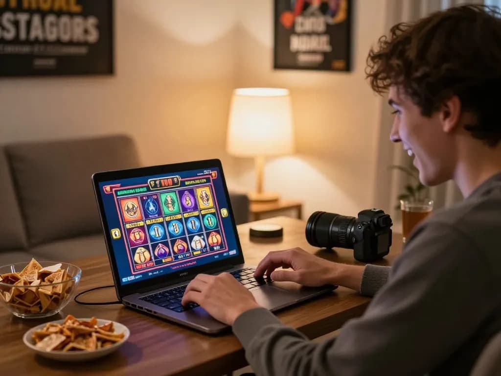 Online gaming excitement at home with colorful slot graphics on https://bankssg.com/banking-news