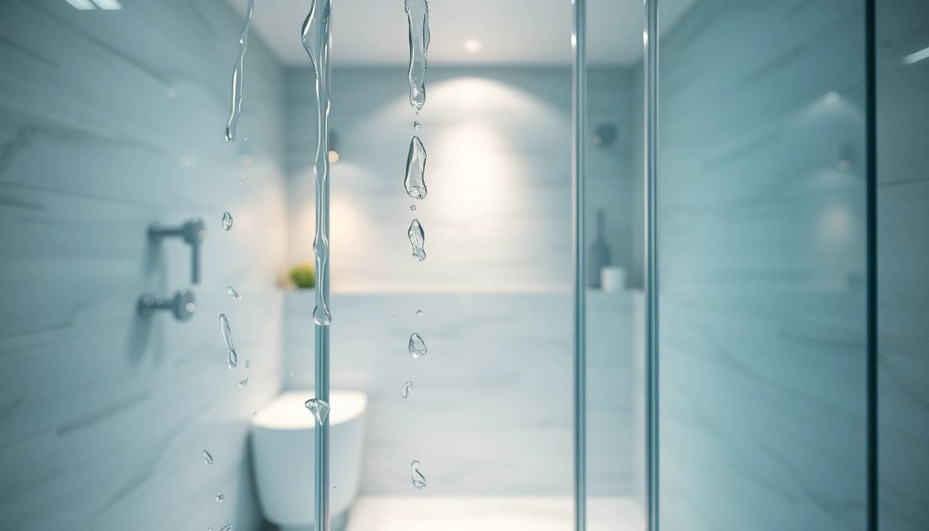 Moderne duschkabine 90x90 komplett in elegantem Badezimmer mit klaren Wassertröpfchen.