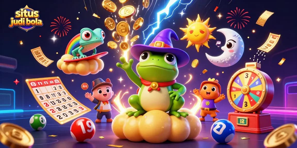 Bet and win with situs judi bola in a vibrant 3D casino-themed illustration.