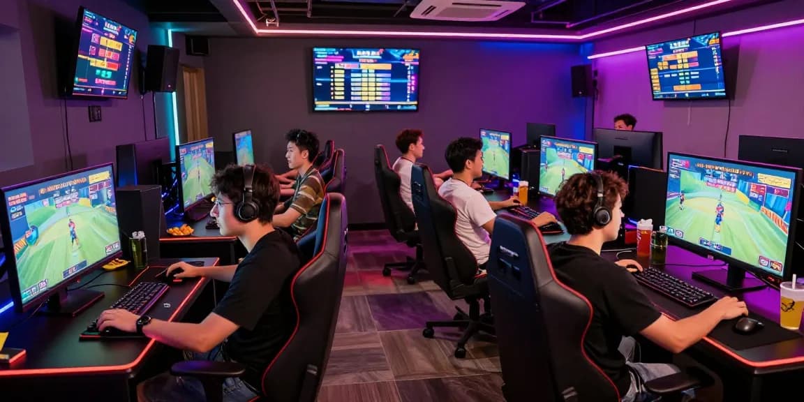 Players enjoying Aviator Pro crash games in a vibrant gaming lounge.