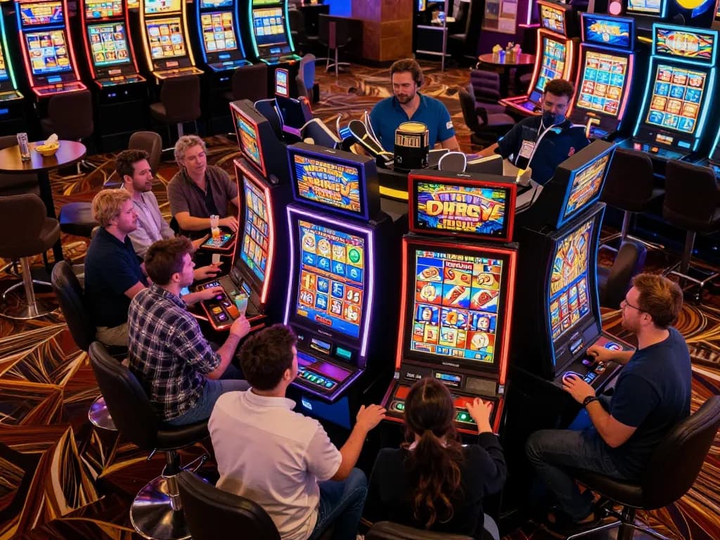 Exciting competition at the best widget store showcasing players engaged at vibrant slots.
