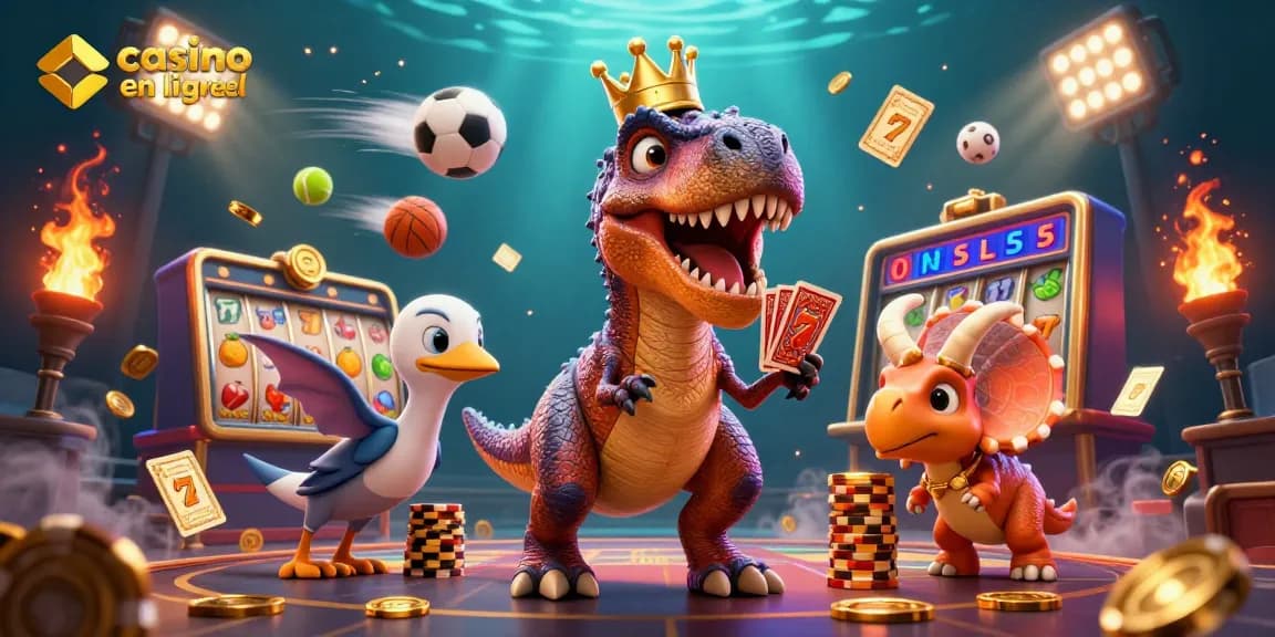Le T-Rex amusant essaie de jouer aux cartes dans un casino en ligne argent réel avec l'aide d'un ptérodactyle.