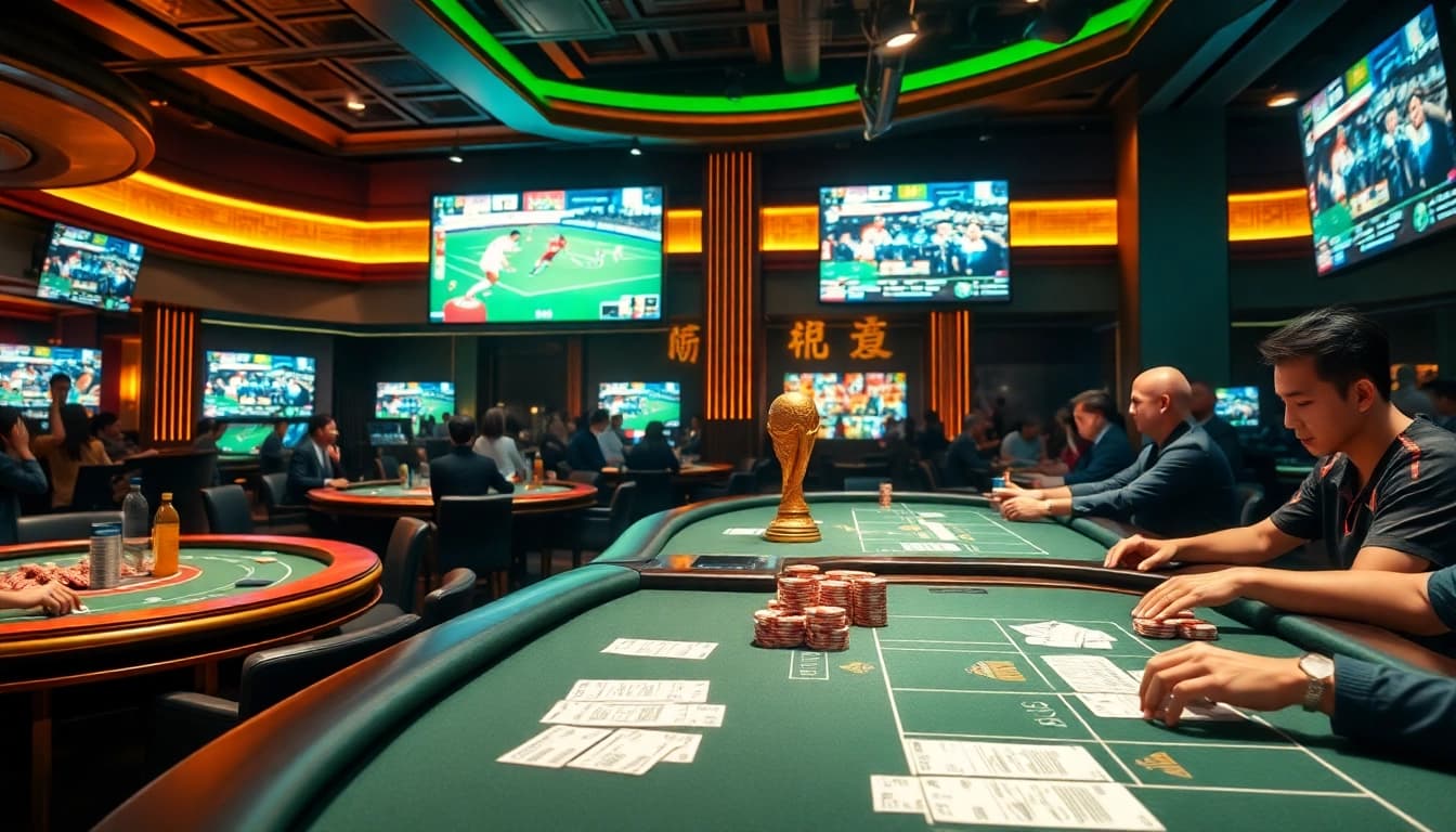 Experience the thrill of แทงบอลโลก with dynamic sports betting at a luxurious casino setting.