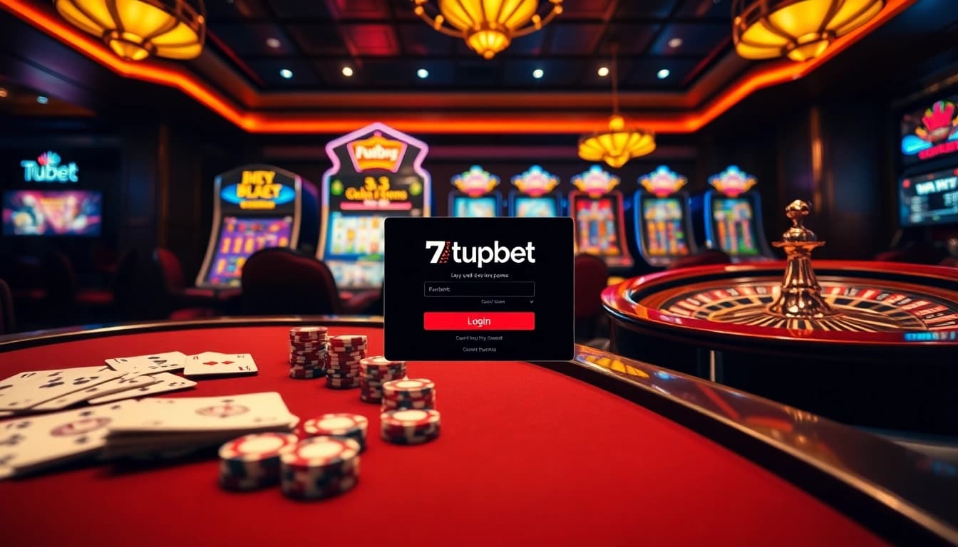 Players engaging with 7upbet login on a luxurious casino interface with vibrant gaming elements.