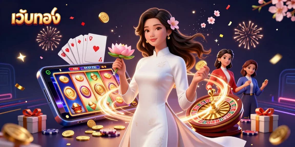 สัมผัสความตื่นเต้นของเว็บตรงด้วยเหรียญทองและเกมสล็อตที่สดใสในภาพประกอบที่ละเอียดนี้