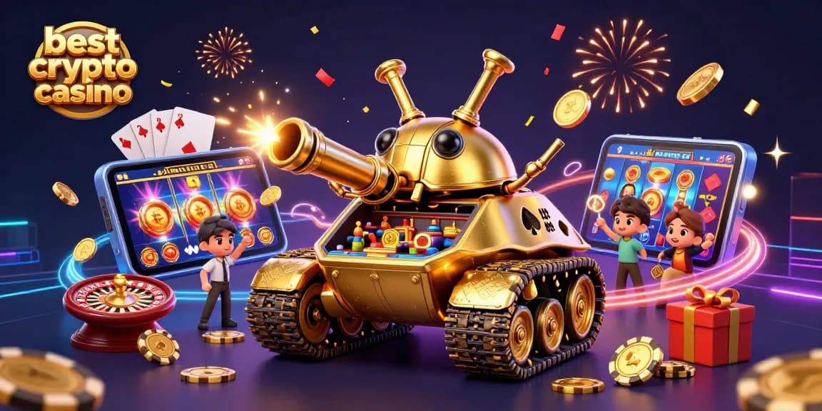 Vivez une expérience au meilleur crypto casino avec un tank à insecte doré révélant un mini-casino intérieur.