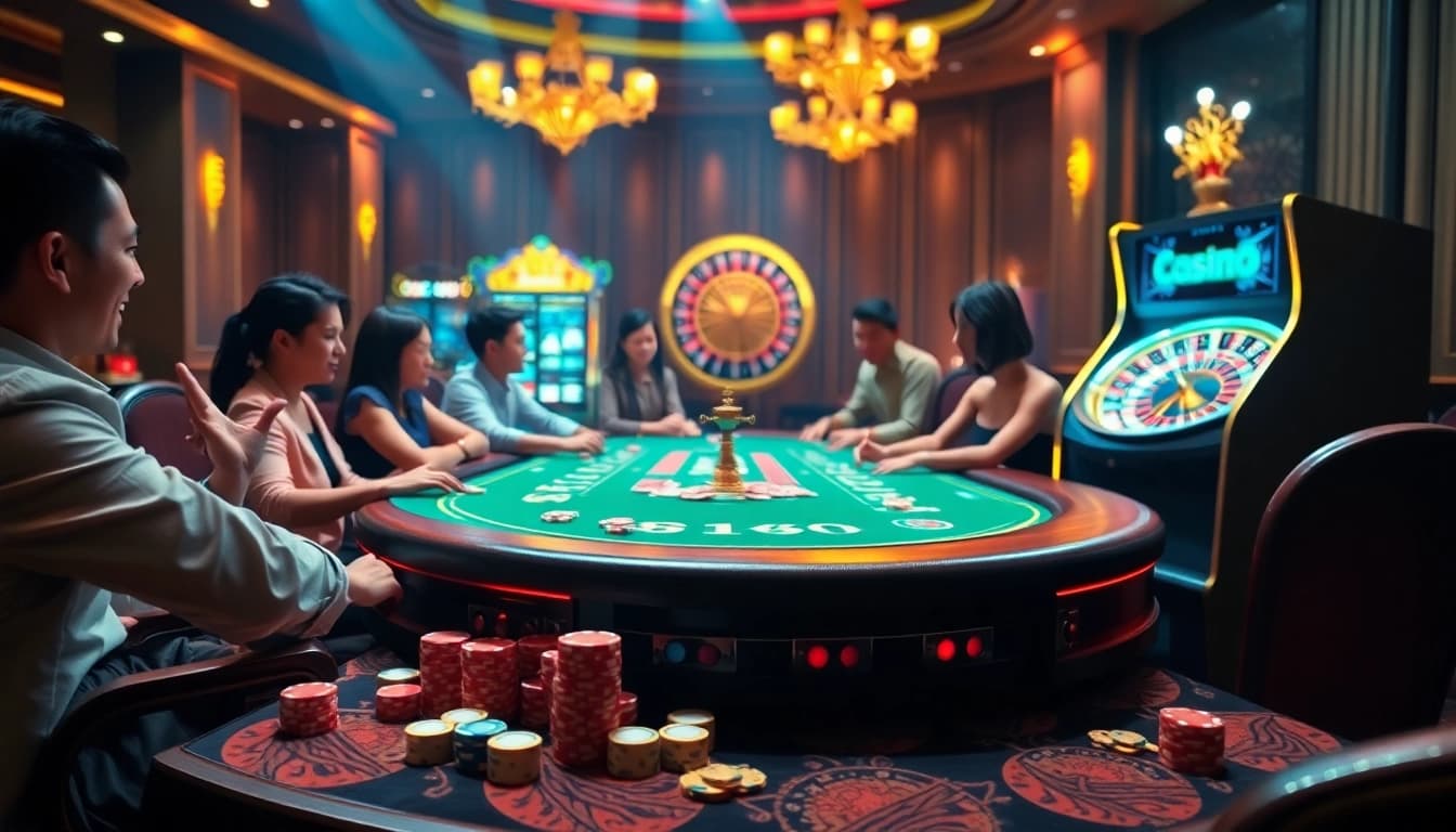 Experience thrilling live gaming at https://plus777a.ph/ with vibrant poker chips and dazzling slot machines.