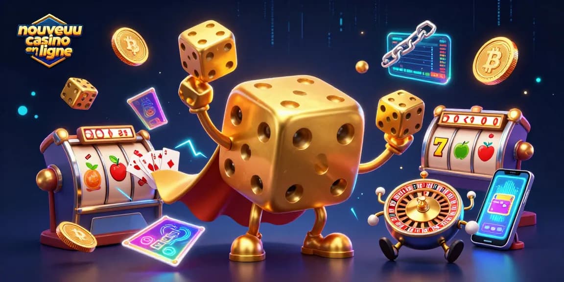 Jouer dans un nouveau casino en ligne avec des dés dorés et des éléments de jeux captivants.