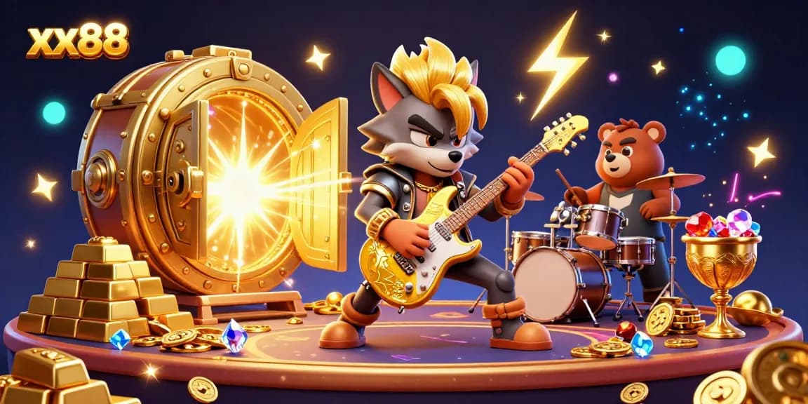 Experience the thrill of xx88 with a vibrant 3D casino scene featuring cartoon characters and dynamic gaming elements.