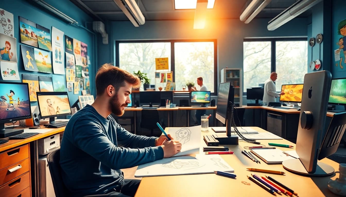 Animation Studio Berlin mit kreativer Arbeitsumgebung und talentierten Animatoren.