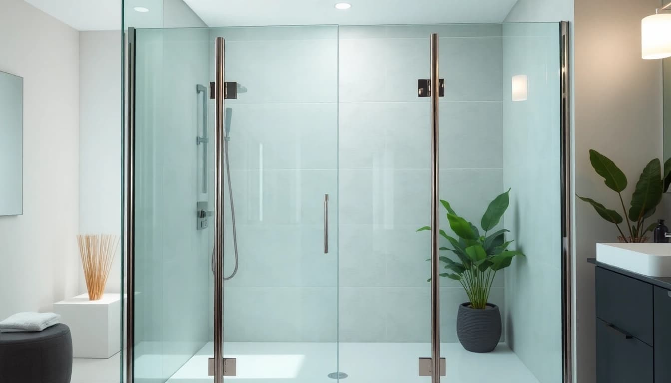 Transform your bathroom space with elegant shower doors featuring sleek glass designs and minimalistic beauty.