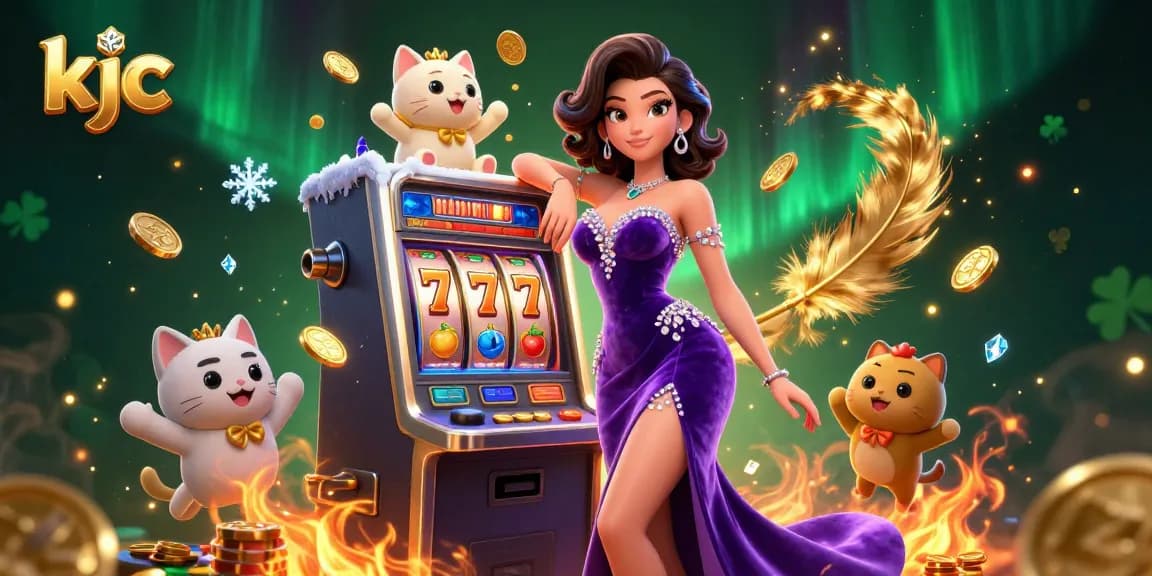 Play and win with kjc at an exciting online casino featuring a jackpot celebration scene.