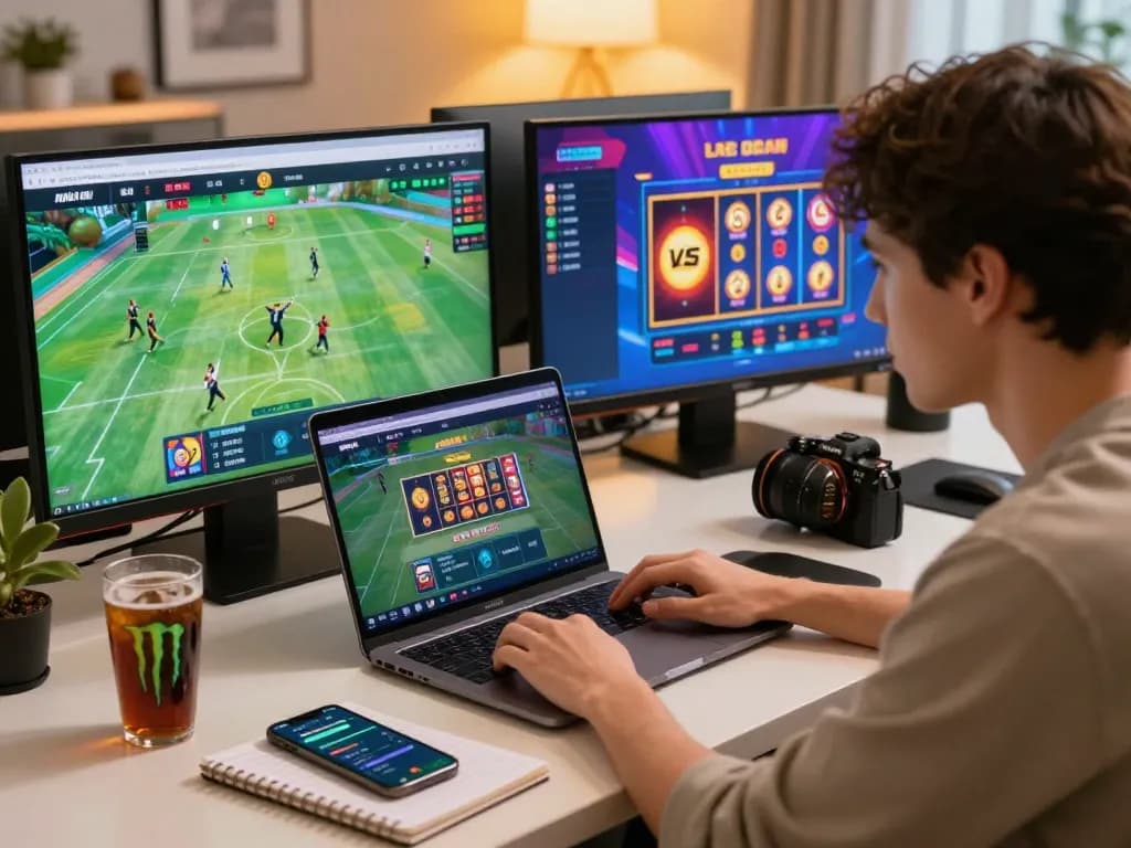 Exciting gaming moment at Nhà Cái W88 with live betting and casino games displayed on screens.