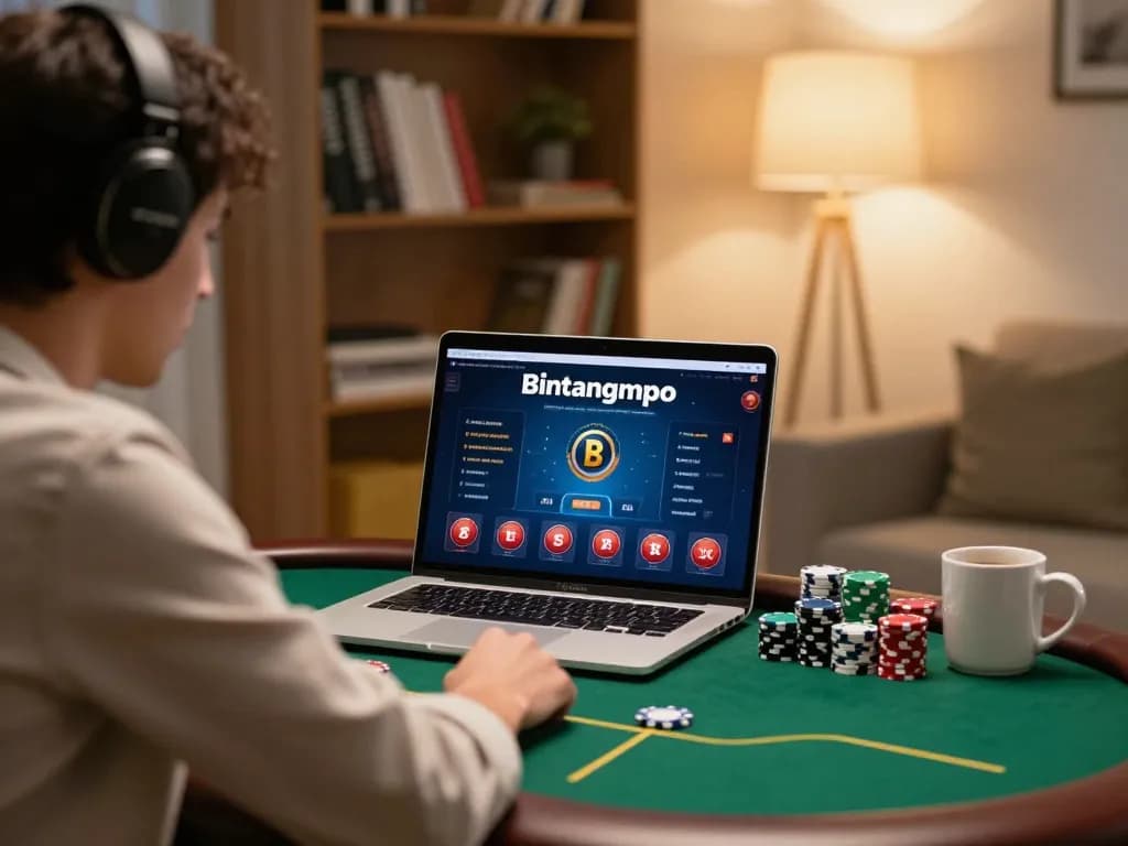 Permainan online yang menarik di Bintangmpo menampilkan pemain yang fokus merencanakan strategi di rumah nyaman mereka.
