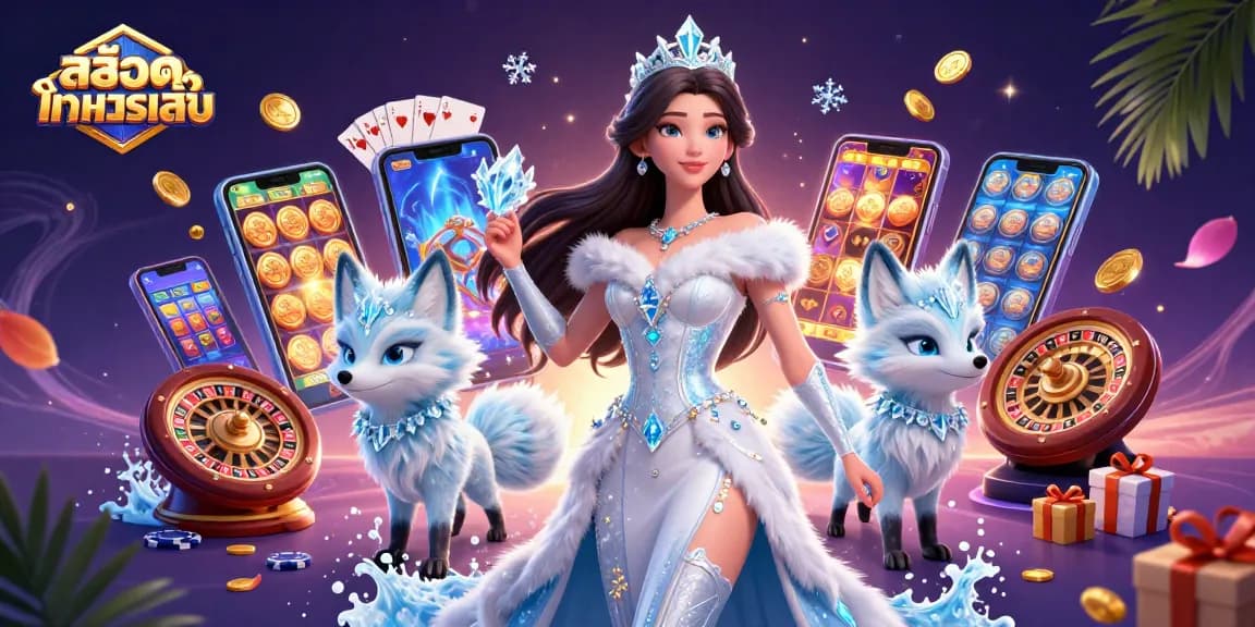 Spin to win with สล็อตทดลองเล่น in this vibrant 3D casino illustration featuring action-packed slot games and charm.