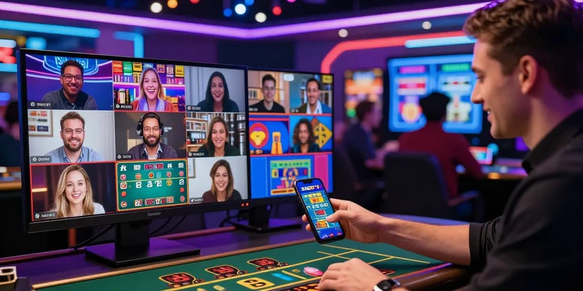 Exciting online gaming action at SHBET with a dealer and engaged players.