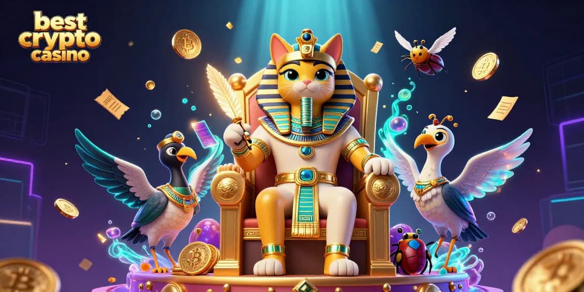 Visitez le meilleur casino crypto, avec un pharaon égyptien et des éléments de jeu captivants.
