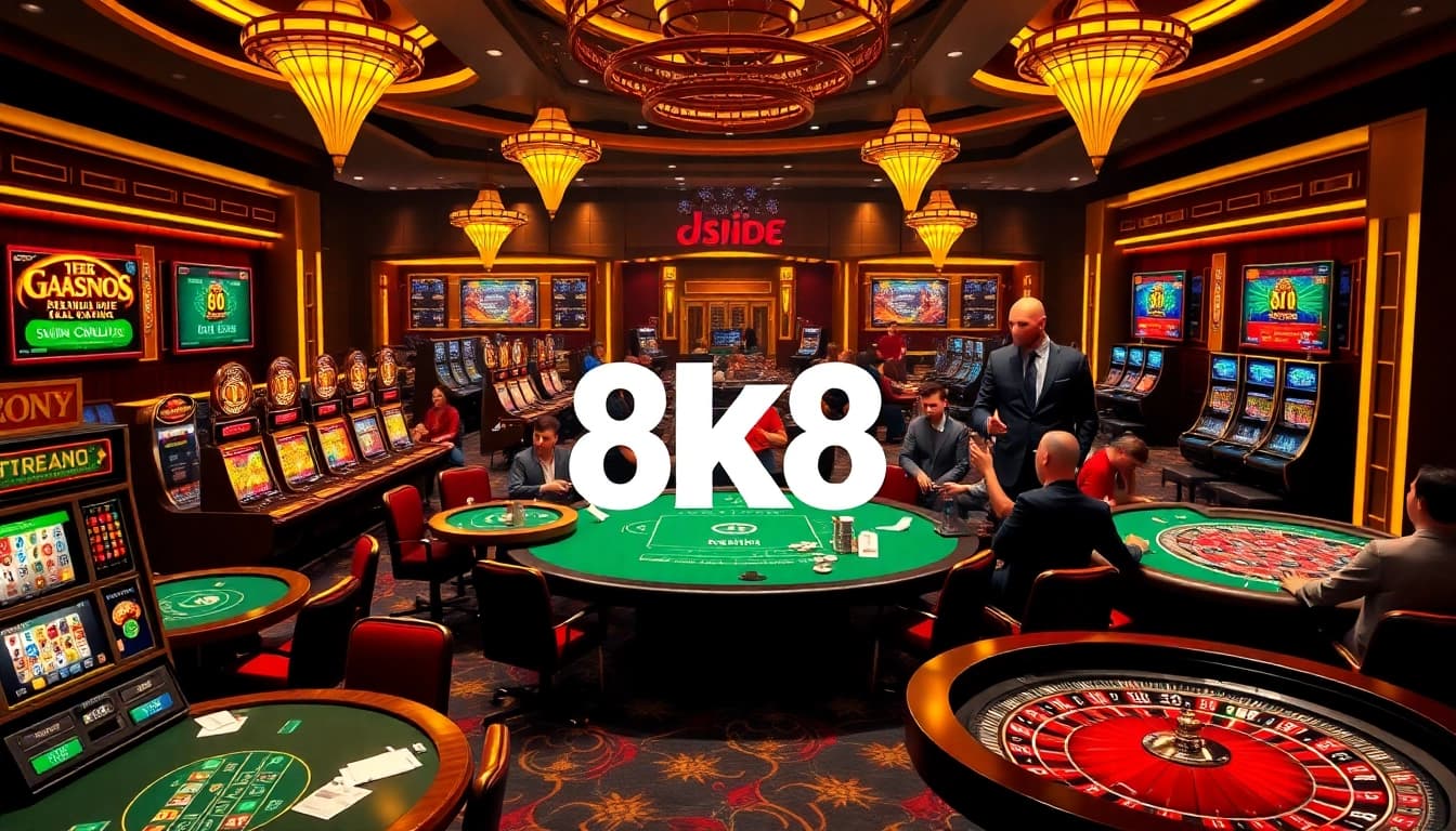 Experience the excitement of 8k8 with engaging casino tables and vibrant gaming activities.