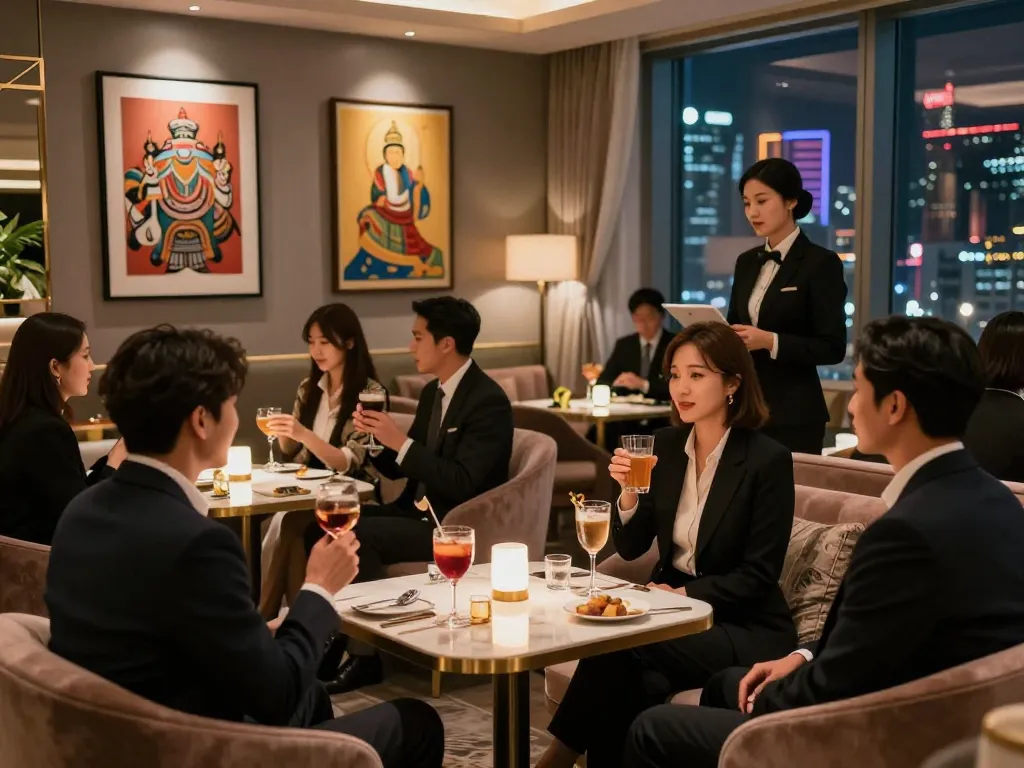 Experience the vibrant atmosphere of 강남쩜오 with upscale drinks and engaging professional hosts