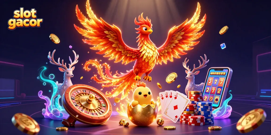 Experience the thrill of slot gacor with captivating visuals of phoenixes and casino elements.