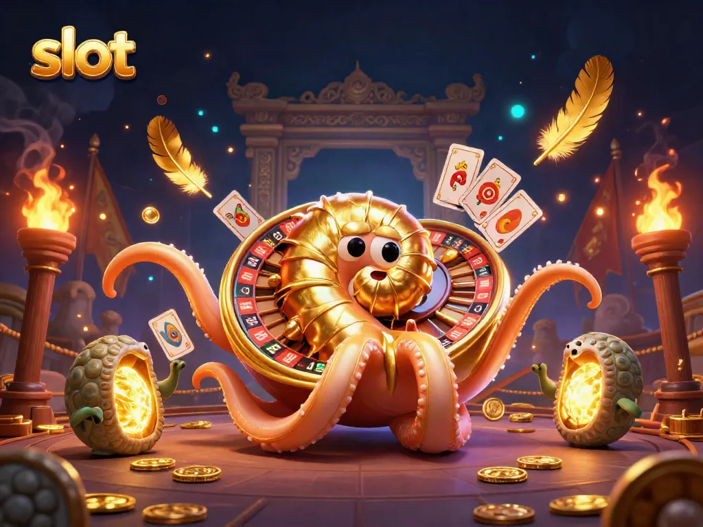 Slot yang menarik dengan karakter utama nautilus raksasa dan elemen kasino berkilauan.